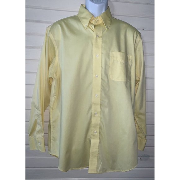 LAUREN Ralph Lauren Dress Shirt Sz 16 33/33 Yellow Button-Up Non Iron *VGUC - Picture 3 of 10